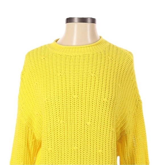 🌺 Abound Nordstrom Ribbed Knit Yellow Crew Neck Dolman Sweater Size S NWT - Picture 3 of 9